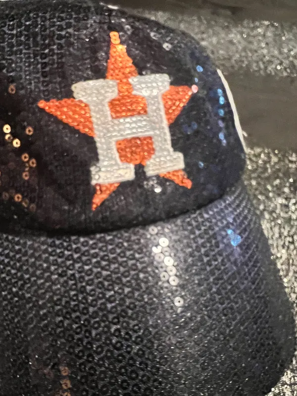 Womens OSFA Genuine Merchandise Houston Astros Dazzle Logo Sequin SnapBack Hat - Image 7