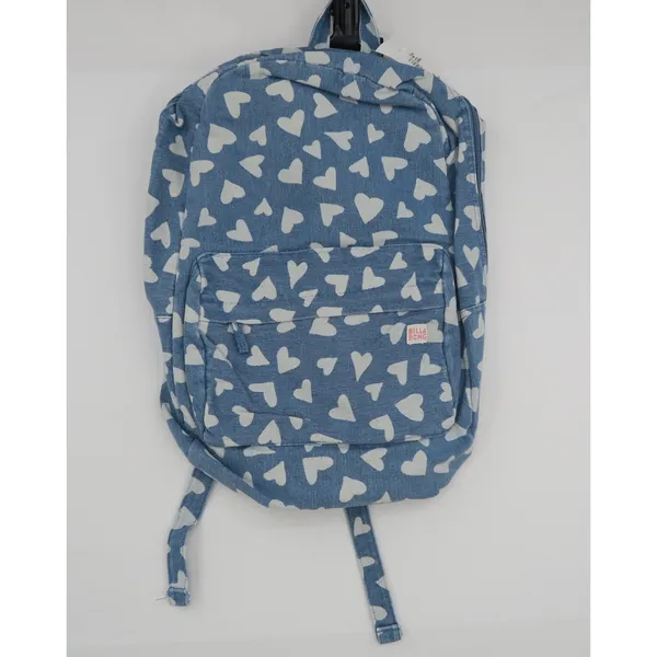 Billabong Denim Heart Print Backpack Blue White Adjustable Straps School Bag‎ - Image 6