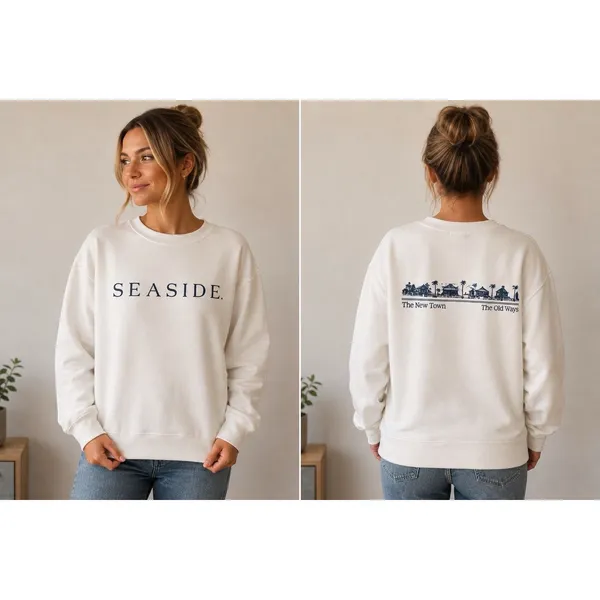 Comfort Colors Seaside Sweatshirt The New Town The Old Ways Coastal Prep White S - Image 2