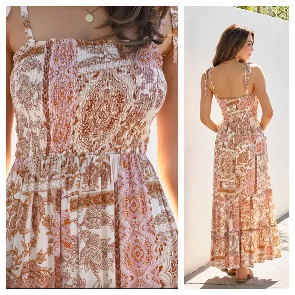 [Vici Collection] Call Away Floral Maxi Dress Smocked Bodice NWOT Tiered Size XL - Image 2