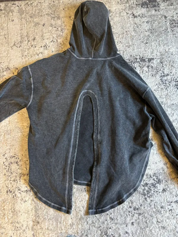 Free People Movement Grey Marbled Oversized Hoodie Size XS - Image 4