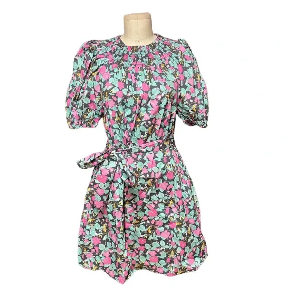 Roller‎ Rabbit Manusa Ainsley Mini Dress Black Floral Print Size Medium - Image 3
