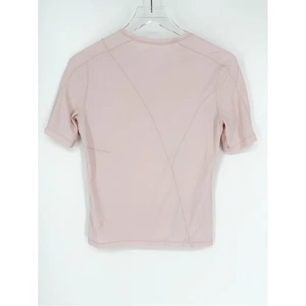 Lululemon‎ Asymmetrical Ribbed Cotton Short Sleeve Tee Women's 6 Blush Pink - Image 3