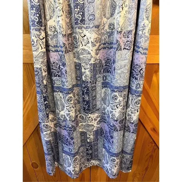 NSR LAYLA PRINTED MIDI DRESS IN BLUE PATCH nwt Size Med (2910) - Image 3