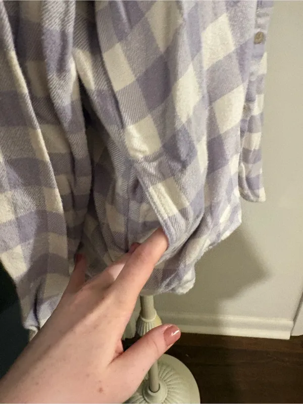 Madewell Lavender Check Button-Up Flannel 100% Cotton Shirt with pockets - Image 2
