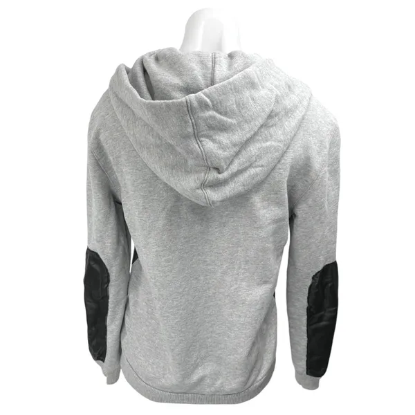 Aritzia Wilfred Gray Black Faux Leather Panel Zip Up Hoodie Coat Jacket Size XS - Image 2
