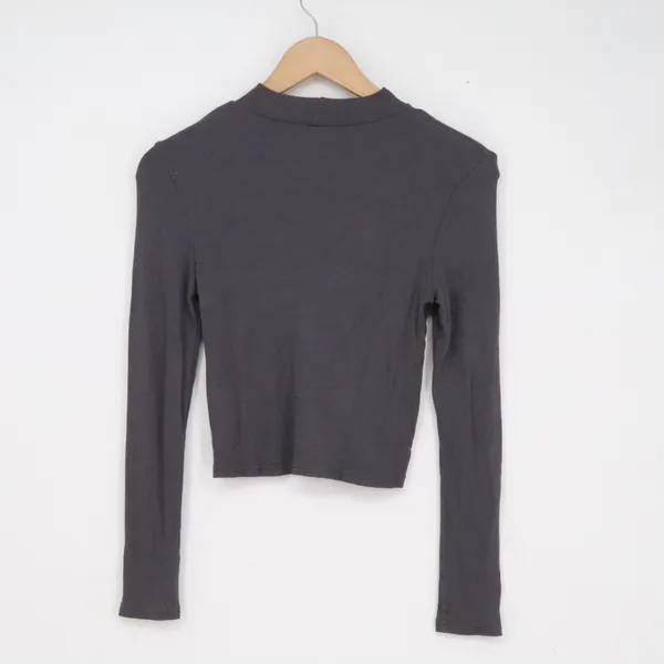 H&M Divided Womens Mock Neck Ribbed Long Sleeve Cropped Top Gray Size S - Image 5