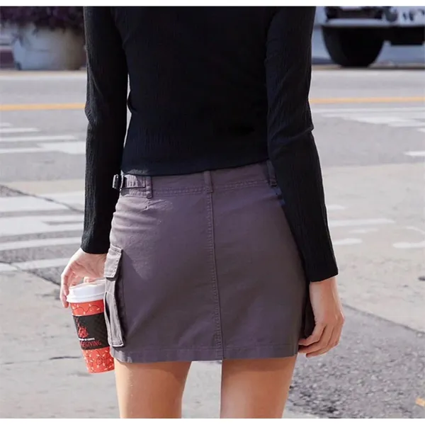 Brandy Melville Cargo Mini Skirt Brown Cotton Utility‎ One Size - Image 2