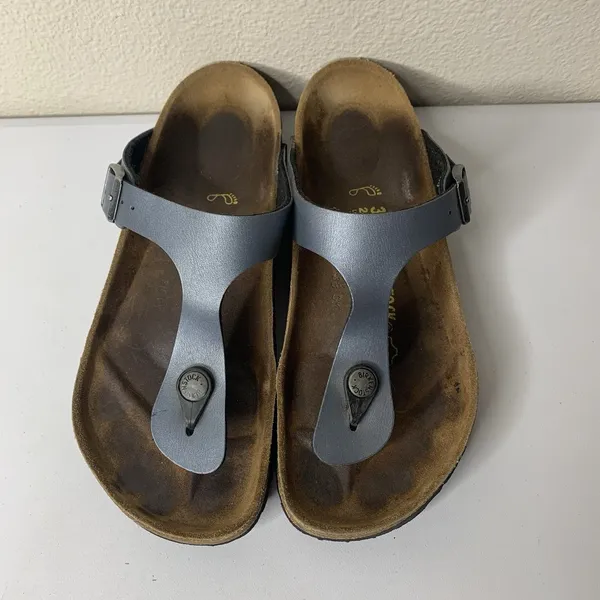 Birkenstock Gizeh Leather Thong Silver/Gray Sz 37 US 6 Regular Sandals Slip On - Image 3