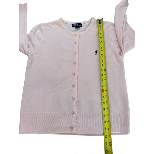 Polo Ralph Lauren Cashmere Cardigan Pony Sweater Light Pink Womens Large - Image 13