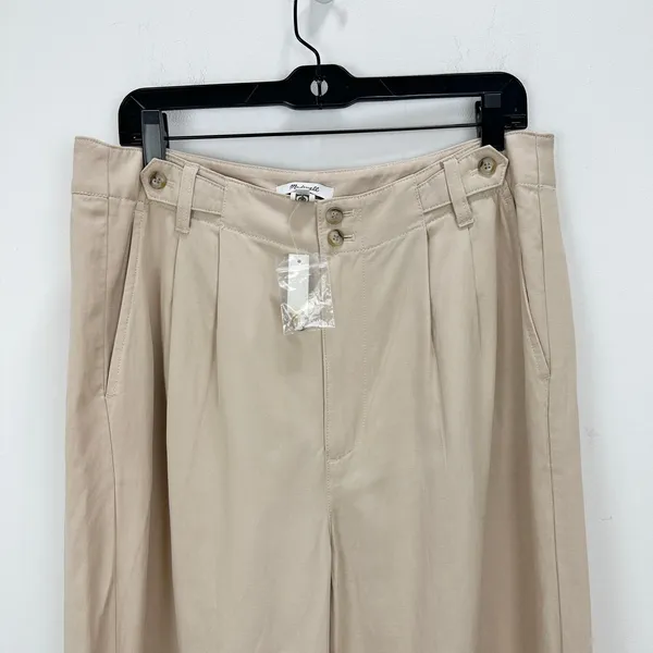 Madewell The Harlow Wide Leg Pant Linen Twill Harvest Moon Beige US 12 NWT - Image 9
