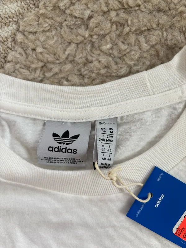 NWT Adidas White Graphic Tee with Sunset Palm - Image 4