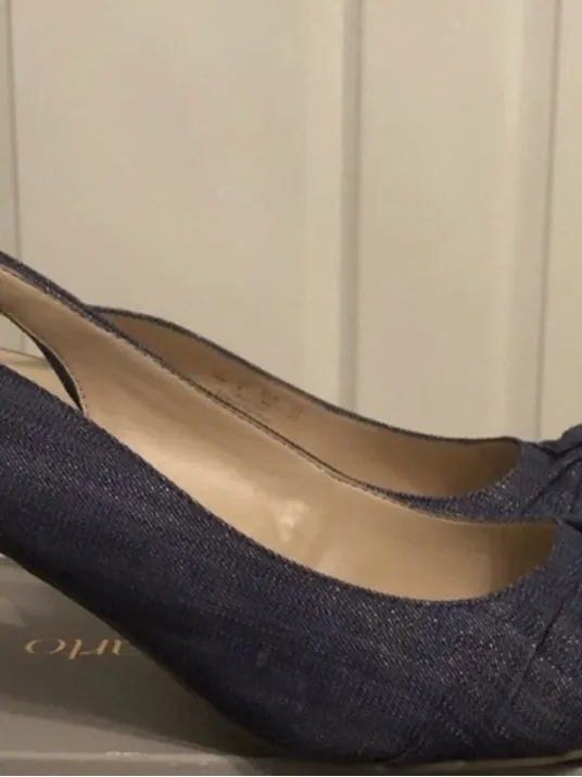 Franco Sarto Denim Blue Knotted Slingback Pointed-Toe Heels - Image 4