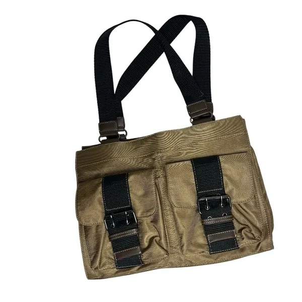 NINE WEST University Bag Bronze Nylon Brown Straps Retro Y2K VINTAGE - Image 2