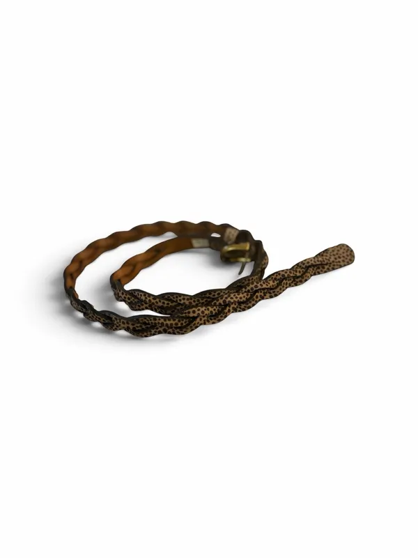 Braided Leopard Print Leather Belt - Image 3