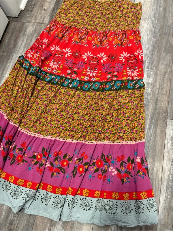 NATURAL LIFE Tiered Floral Boho Retro Maxi Dress L/XL - Image 4