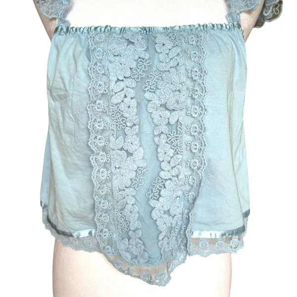 Anthropologie Tiny Daphne Lace Tank Blue Flutter Strap Womens Size Medium - Image 6