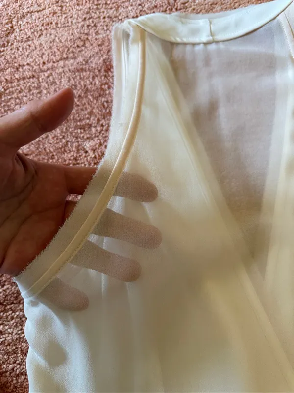 ZARA Ivory Wrap Style MIXED SEMI-SHEER SLIP DRESS size S - Image 12