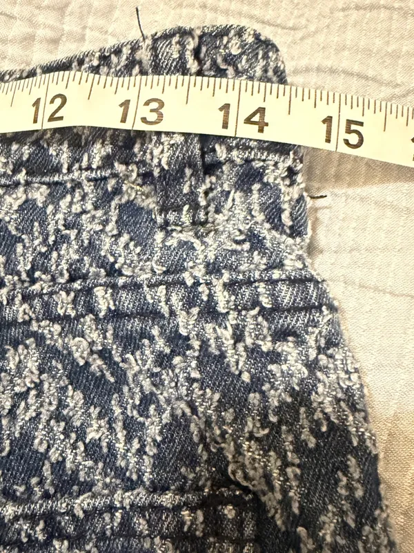 Adika Blue Chevron-Patterned Distressed Denim Shorts - Image 7