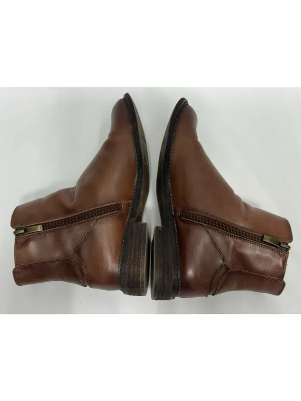 Franco Sarto Leather Ankle Boots Size 7.5 Brown Horrace Chelsea Booties Slip On - Image 9