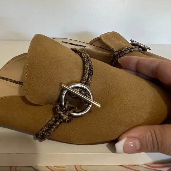Violet &‎ Red Selma Camel Leather Mules Tan Size 8.5 - Image 4