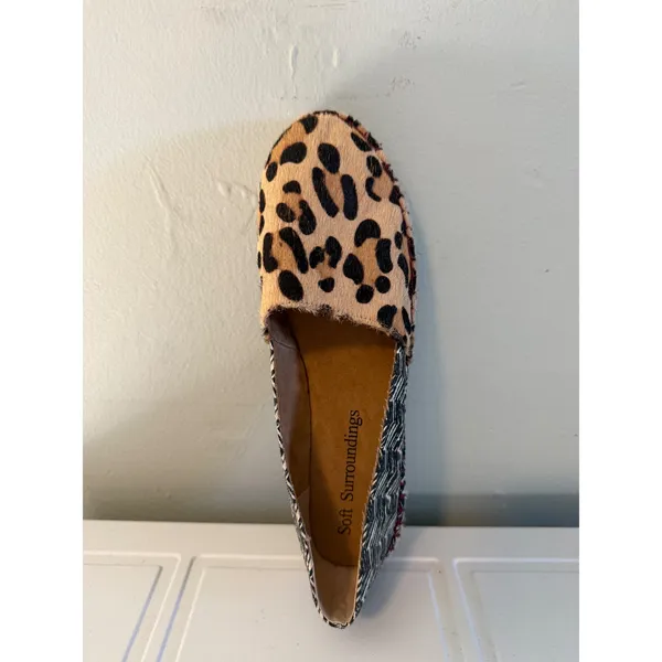Soft Surroundings Leopard boho Espadrille Flats Tan Black Red whimsi resort y 9M - Image 3