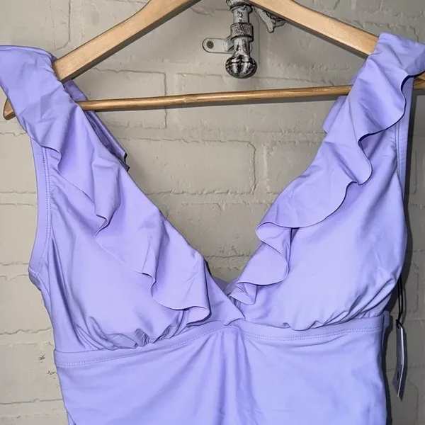 Swimsuit shade & shore Lavender NEW purple 16 Ruffle One Piece - Image 3