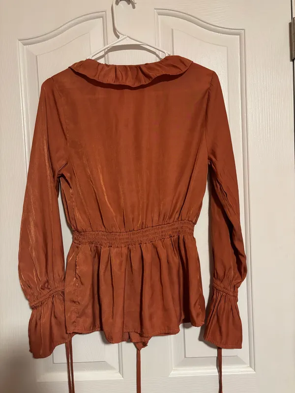 Pink Lily Burnt Orange Top Long Sleeve - Image 2