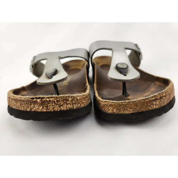 Birkenstock Gizeh‎ Womens Silver Leather Slide Sandals, Size US 10 EU 41 - Image 5