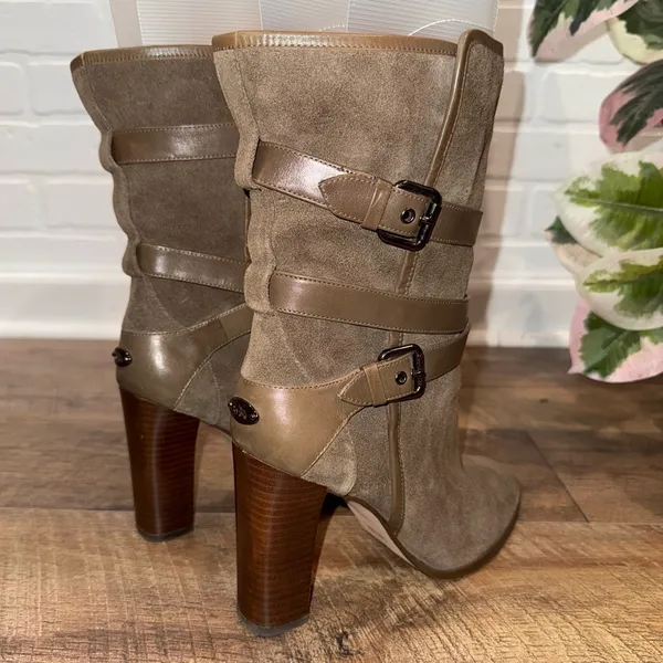 Coach Alexandra Fatigue Green Mid-Calf Bootie Olive Heeled Boots - Image 3