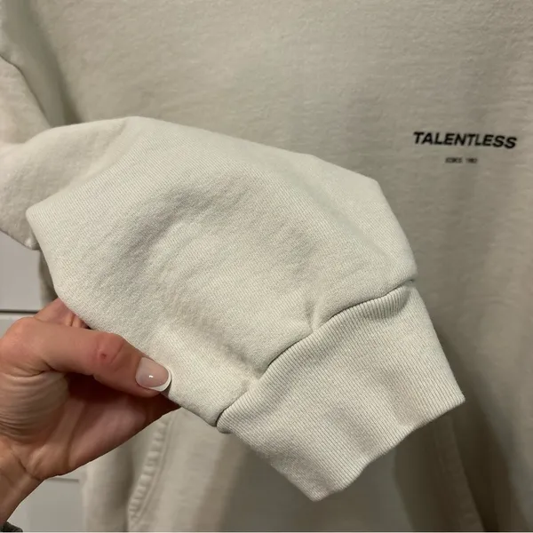Talentless Heavyweight Circle Logo Hoodie Cream - Image 6