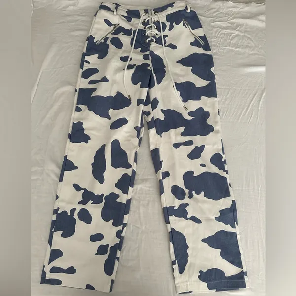 Beginning Boutique Tiger Lace Up Pants Cow Print - Image 3
