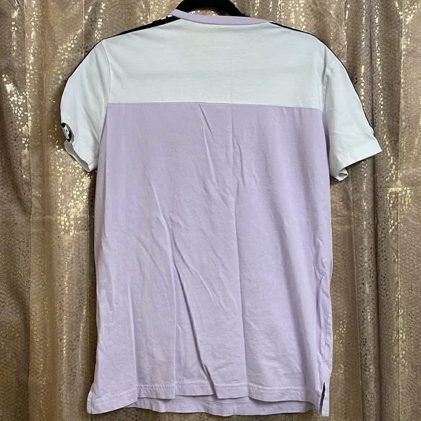 PINK Victorias Secret lavender/white/black lace up logo t-shirt, size S - Image 6