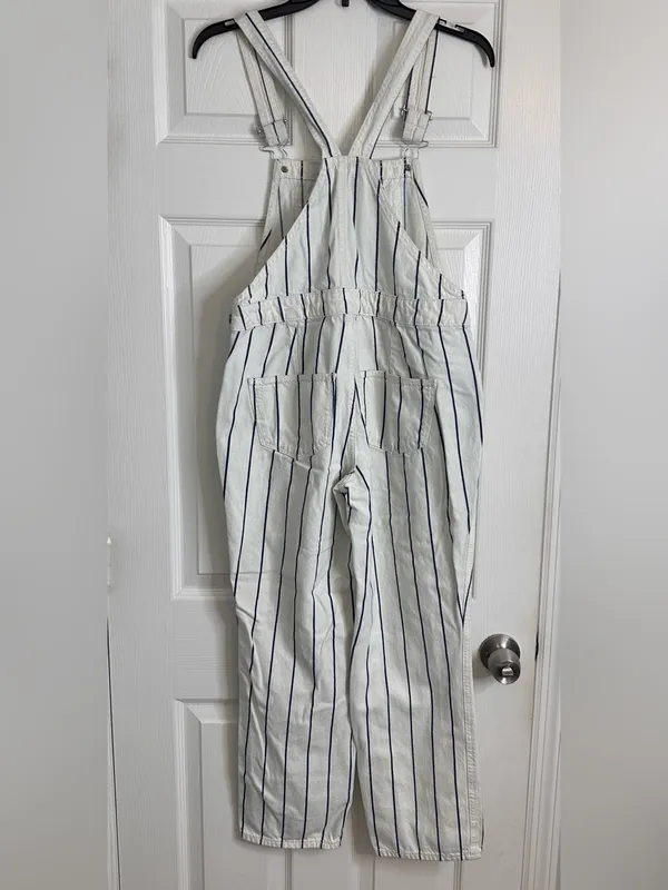 Universal Thread White Overalls with Blue Pinstripes Women’s Size XS (0) - Image 15