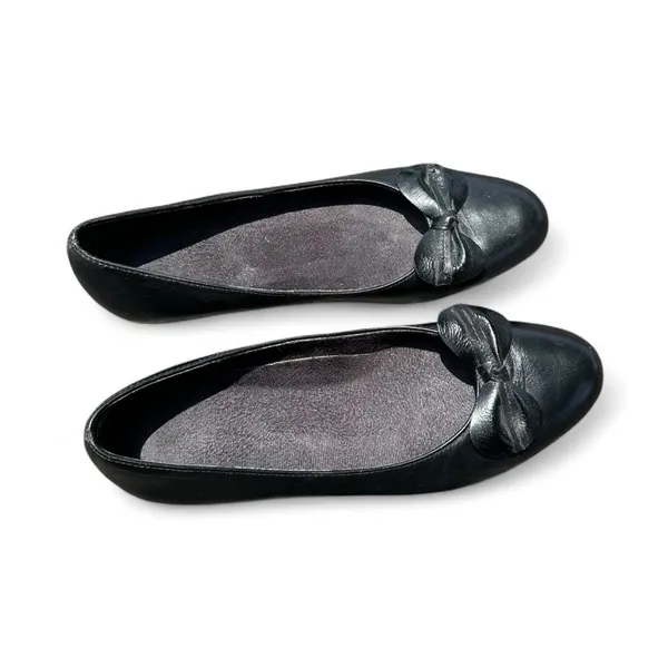 Munro Women’s Size 10 Black Leather Bow Ballet Flats Low Heel Comfort Shoes - Image 8