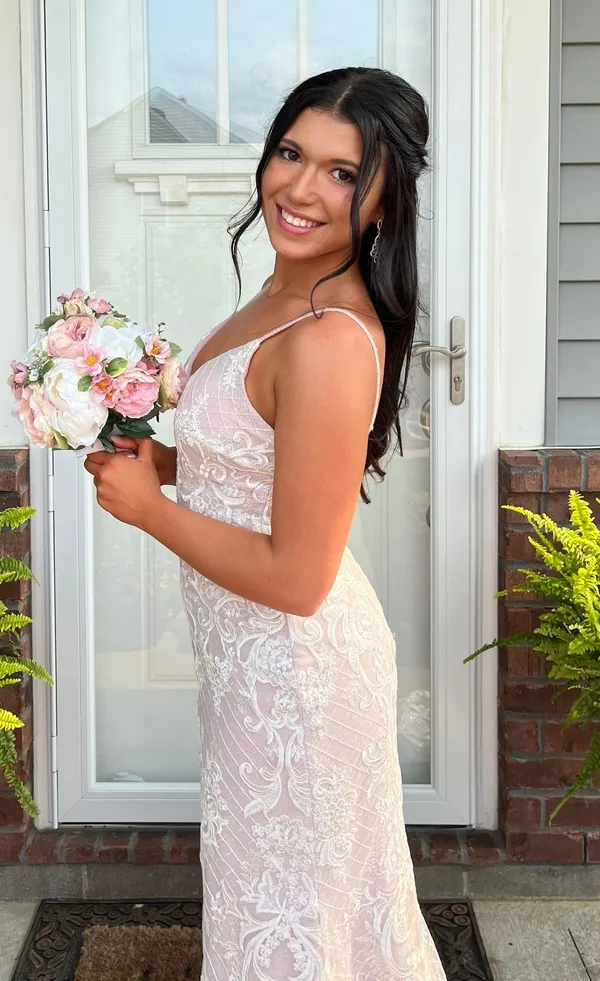 Blush Prom White and Pink Prom Dress - Image 4