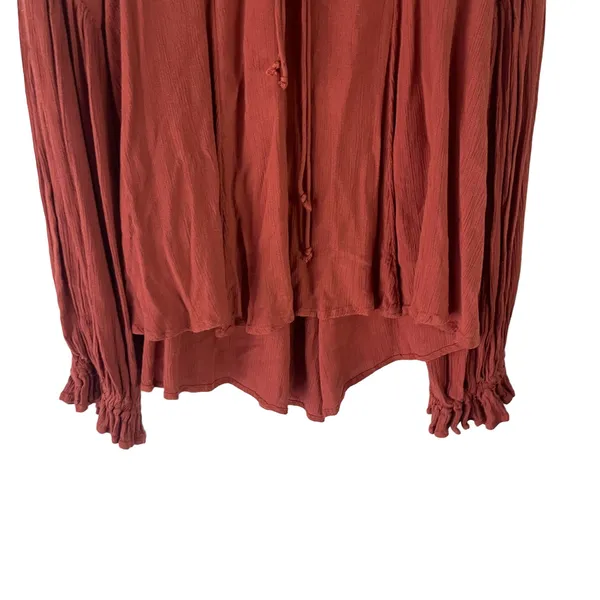Free People Women's Size Small Burnt Orange Oversized‎ Boho Tunic Flowy Top - Image 3