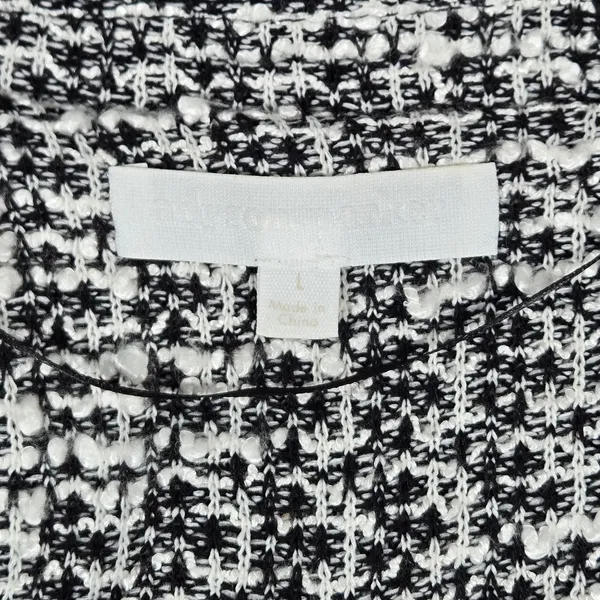 Adyson Parker Womens Blazer Jacket Black White Textured Open Front Long Sleeve L - Image 3