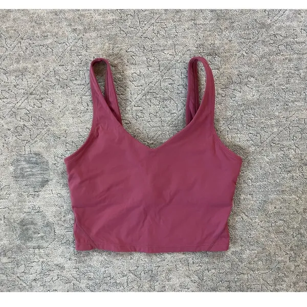 Pink Workout Cropped Align Tank Longline Sports Bra Rose Red Women S - Image 3
