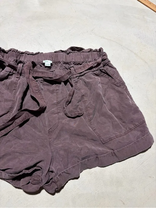 Aerie Paperbag Waist Drawstring Shorts Plum burgundy large - Image 5