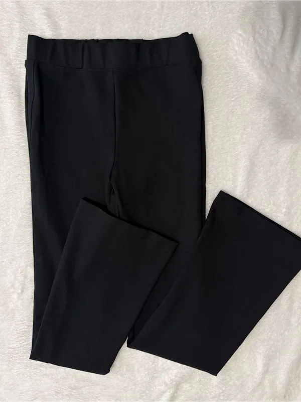 Anthropologie Maeve Black Ponte Flare Pants Retro 70s Elastic Waist Size Small - Image 5