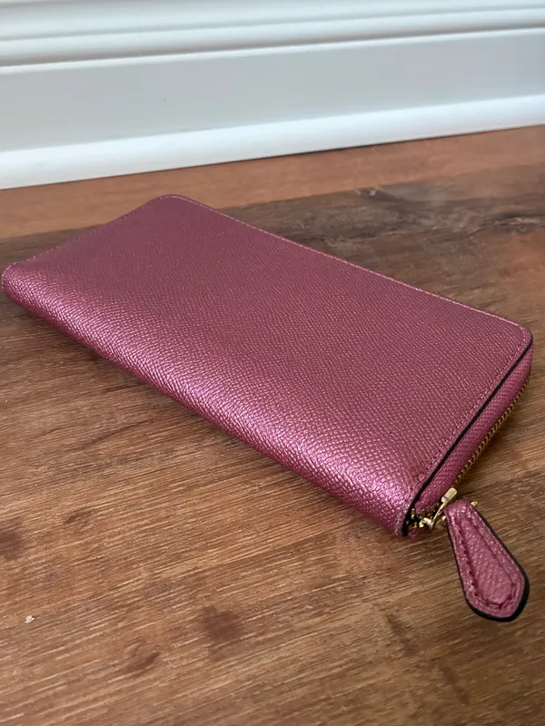 Coach Metallic Crossgrain Leather Zip-Around Long Wallet F21068 - Image 10