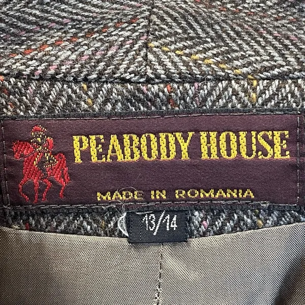 Vintage Peabody House Womens 13/14 Blazer Herringbone Brown Wool‎ Blend Lined - Image 5