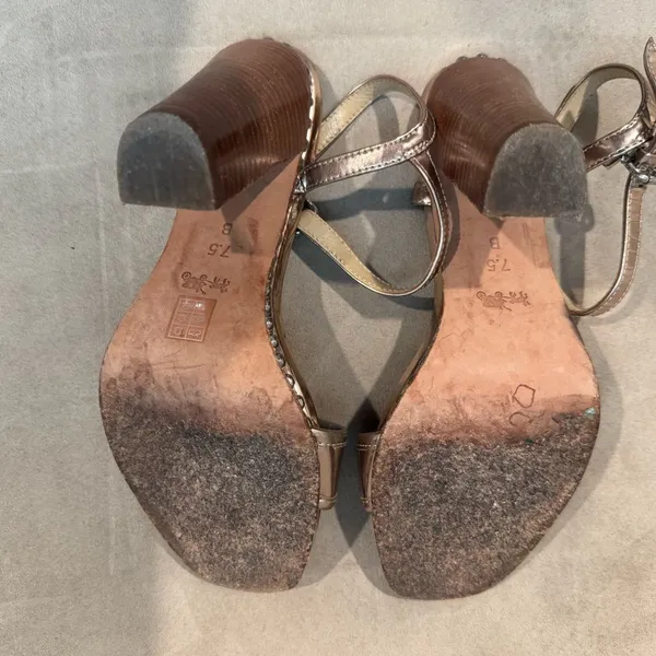Coach Gold Women's Sandals‎ Heels Size 7.5 B - Image 7