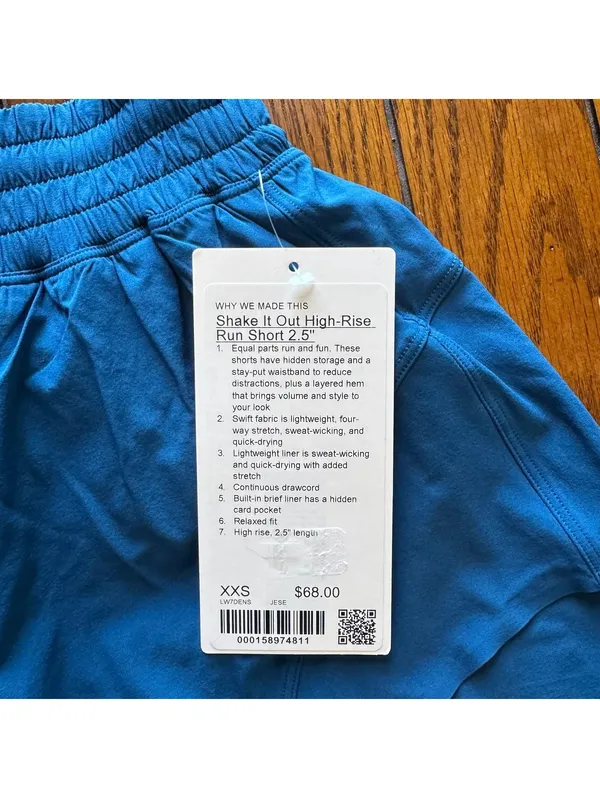 Lululemon Shake it Out Short High Rise 2.5” Jet Set Blue Size XXS(Size 2) NWT - Image 4