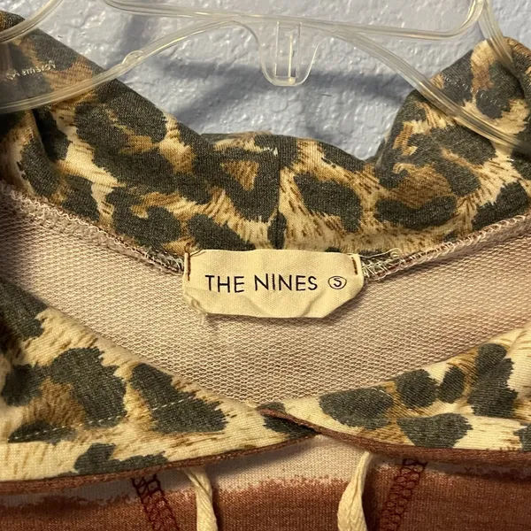 The Nines Brown Striped Hoodie with Leopard Print Hood Size S - Image 3