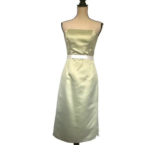 Alfred Sung Duchess Strapless Dress Sz 4 HOCO Y2K Wedding Guest Satin Prom - Image 2