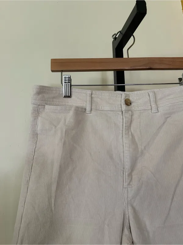 Everlane The Corduroy Wide‎ Leg Pants High Rise Relaxed Canvas Ecru Cream Size 8 - Image 4
