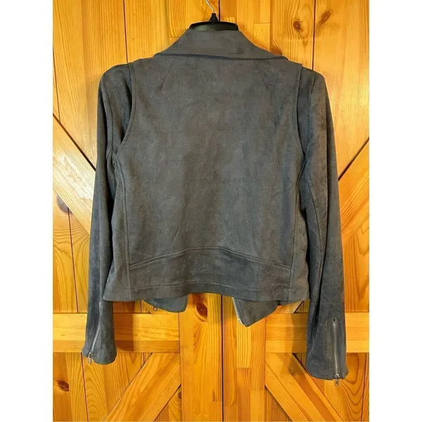 Vici Grey Soft Moto Style Jacket Size Medium Zip Up Faux Suede (0953) - Image 5