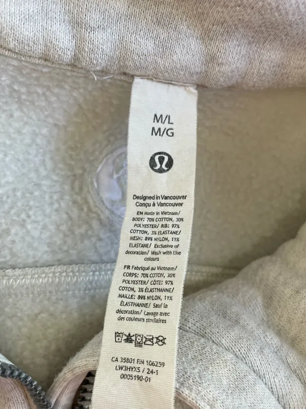 Lululemon Scuba Oversized Funnel-Neck Half Zip in Heathered Bone - Image 4